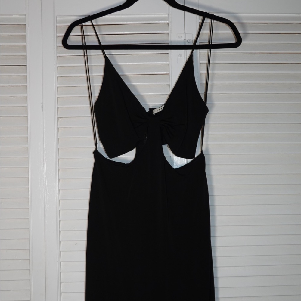 Alice + Olivia Black Cutout Slip Dress with Twist Front